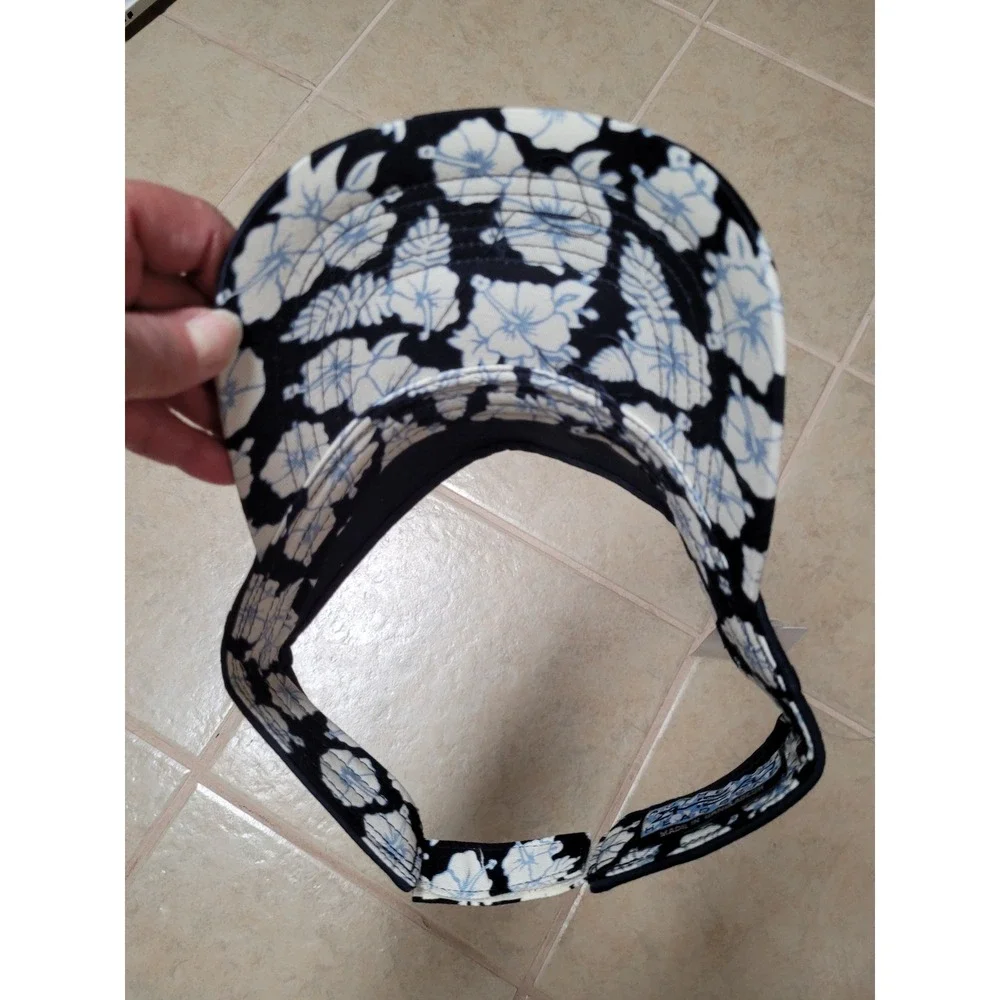 Sun Visor Ahead‎ Headgear Blackrock Navy Blue Botanical Tropical Hibiscus NWT
